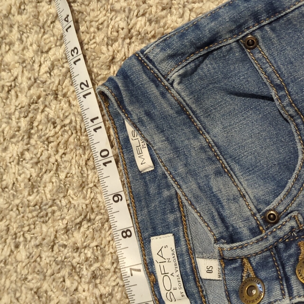 Sofia Jeans Side Panel Melisa Flare Button Front Size 0 Short Y2K Style - Picture 12 of 13